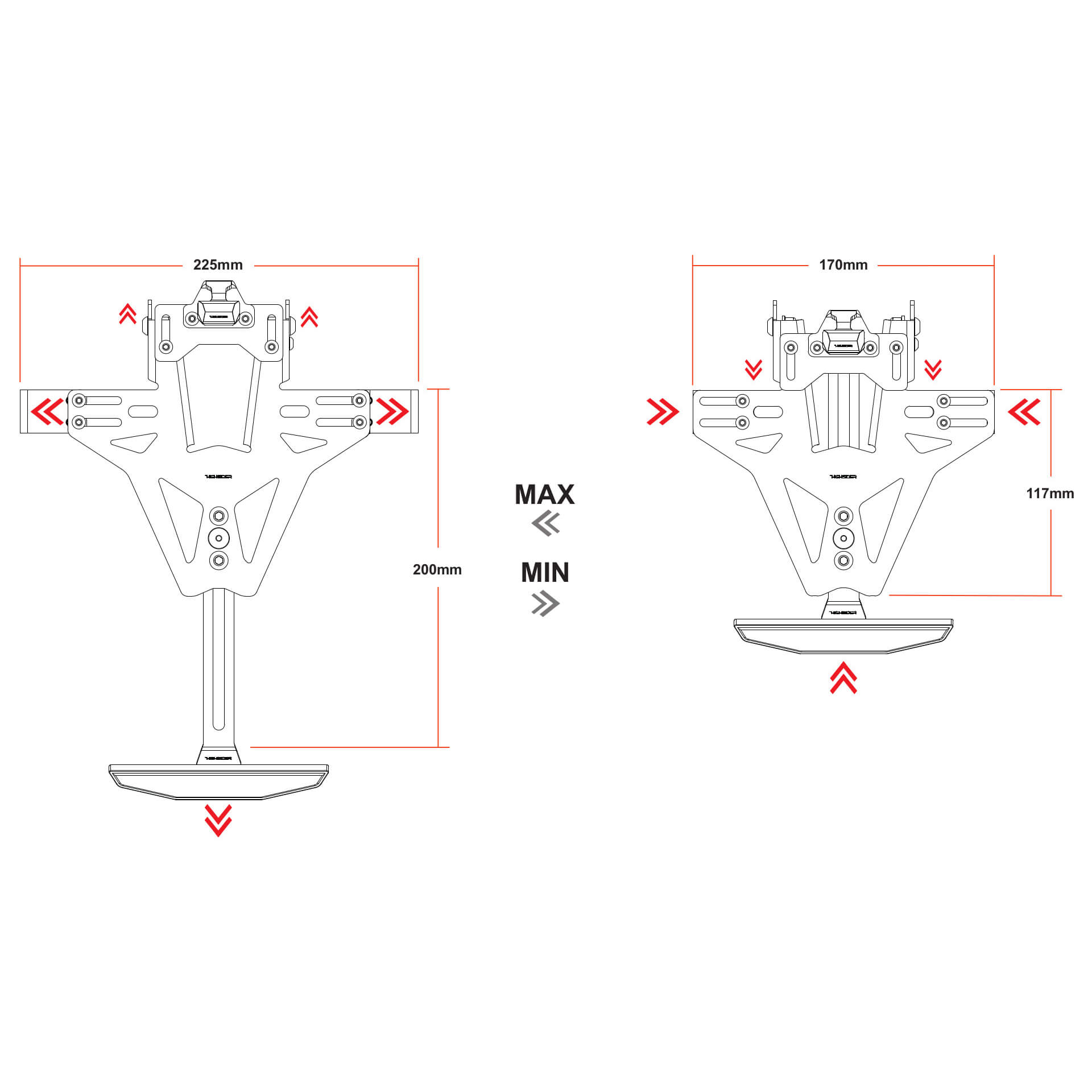 Yamaha XSR 900 Kennzeichenhalter HIGHSIDER-RS Pro, ab 2016-2021 mit Beleuchtung