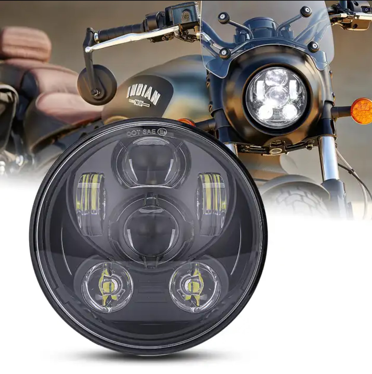 LED Scheinwerfer 5,75" für Harley Davidson, schwarz, mit Standlicht