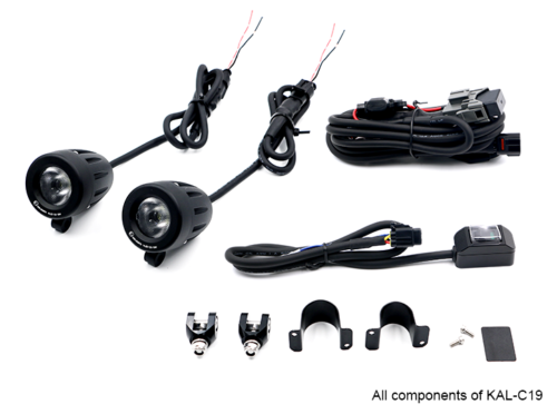 2x Motorrad LED Nebelleuchte Zusatzscheinwerfer E-geprüft + Kabelbaum + Schalter