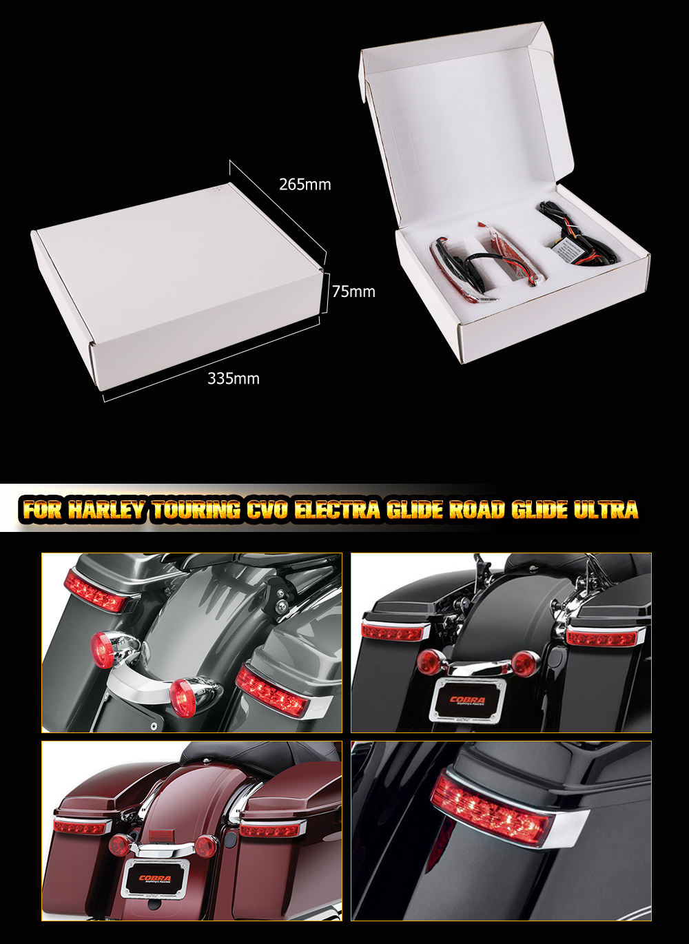 LED Rücklichter für Harley Davison Glide mit Satteltaschen Seiten Koffer, rot
