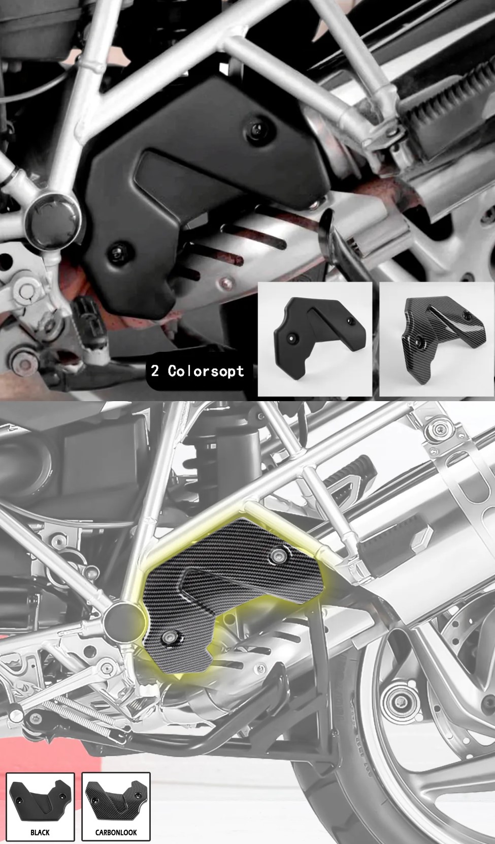 Auspuffklappen Deckel Rahmenfüllung Blende für BMW R 1200 GS ADV 2004-13 carbon