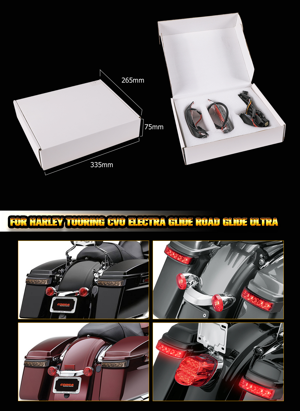 LED Rücklichter für Harley Davison Glide mit Satteltaschen Seiten Koffer, getönt
